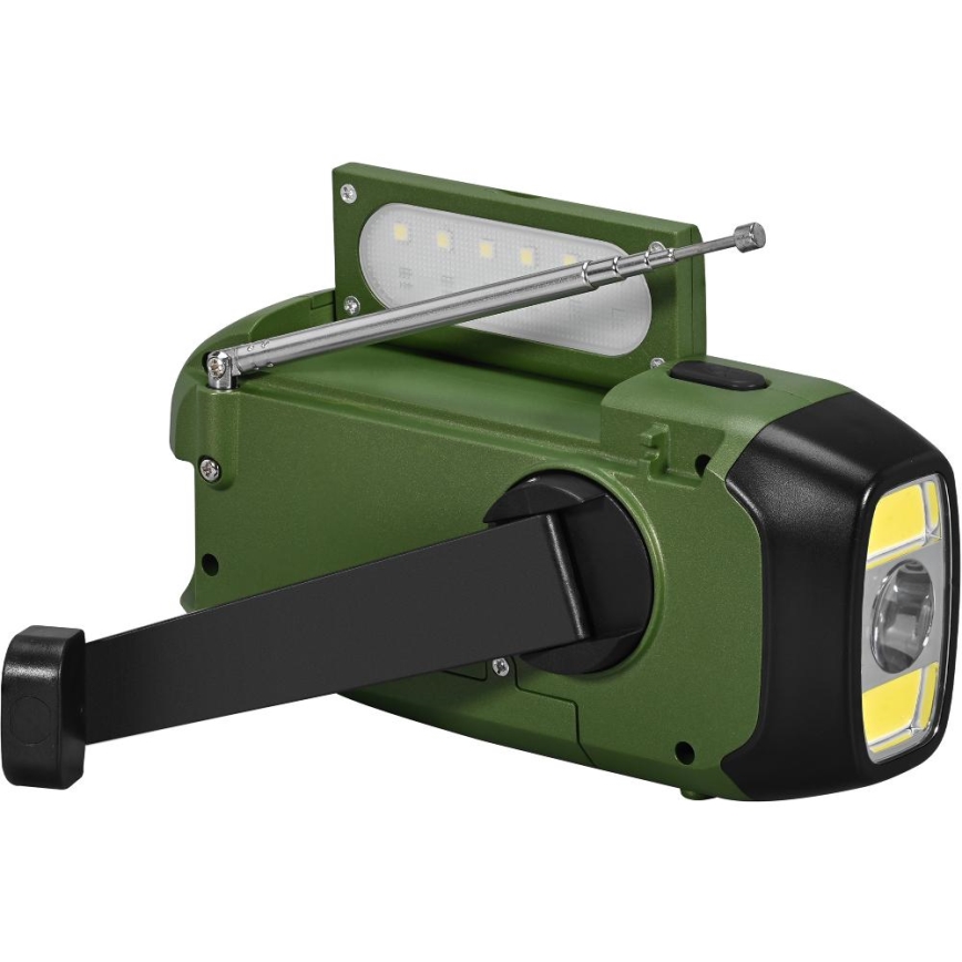Sencor - Кемпинговое радио с солнечной панелью и светодиодным фонарем 5V/2000 mAh IPX4 зеленый