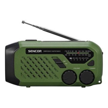 Sencor - Кемпинговое радио с солнечной панелью и светодиодным фонарем 5V/2000 mAh IPX4 зеленый