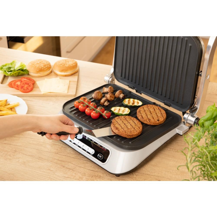 Sencor - Контактный гриль 2100W/230V матовый хром