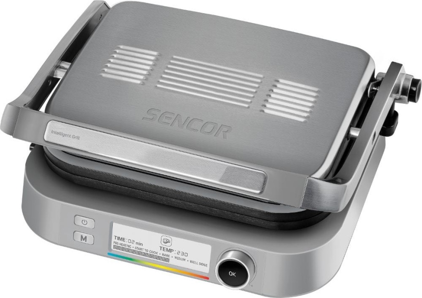 Sencor - Контактный гриль 2100W/230V матовый хром