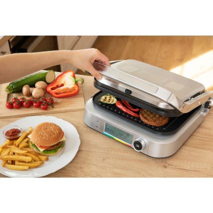 Sencor - Контактный гриль 2100W/230V матовый хром
