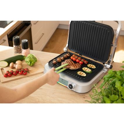 Sencor - Контактный гриль 2100W/230V матовый хром