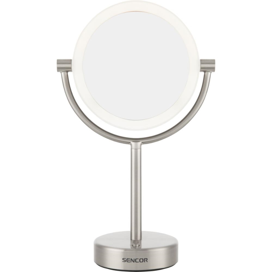 Sencor - Косметическое зеркало со светодиодной подсветкой LED/5W/230V нержавеющая сталь