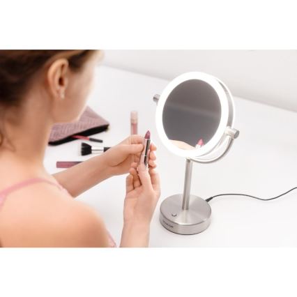 Sencor - Косметичне дзеркало з LED підсвічуванням LED/5W/230V нержавіюча сталь