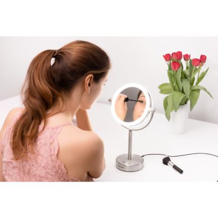 Sencor - Косметичне дзеркало з LED підсвічуванням LED/5W/230V нержавіюча сталь