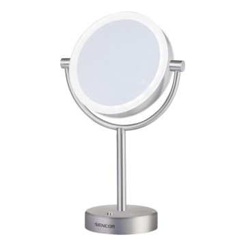 Sencor - Косметичне дзеркало з LED підсвічуванням LED/5W/230V нержавіюча сталь