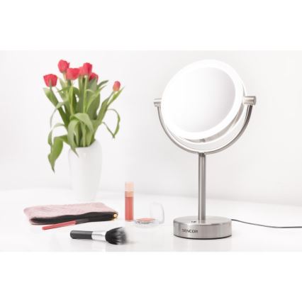 Sencor - Косметичне дзеркало з LED підсвіткою LED/5W/230V нержавіюча сталь