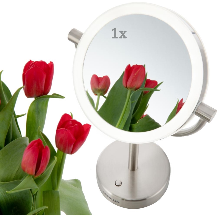 Sencor - Косметичне дзеркало з LED підсвіткою LED/5W/230V нержавіюча сталь