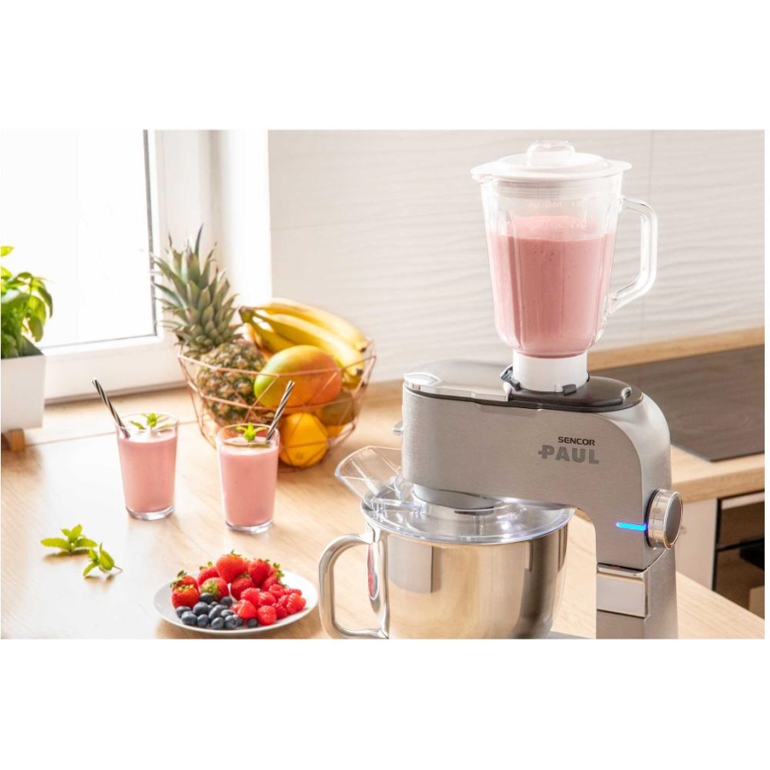 Sencor - Кухонный комбайн с нержавеющей чашей 1700 Вт/230 В матовый хром