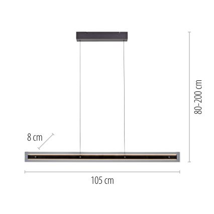 Schöner Wohnen 11316-18 - LED-димована підвісна люстра на тросі LENA LED/32W/230V 105 cm, чорна