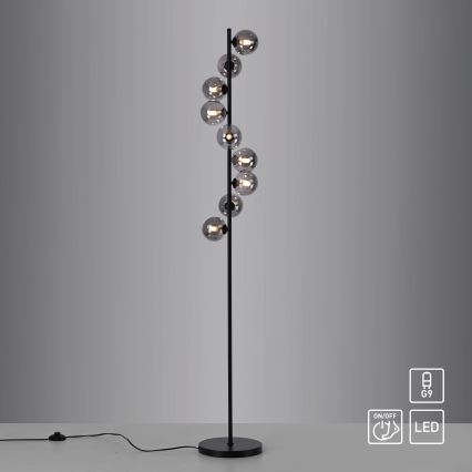 Шенер Вонен 14506-18 - LED підлогова лампа ДУБАЙ 9xG9/3W/230V чорна/димчаста