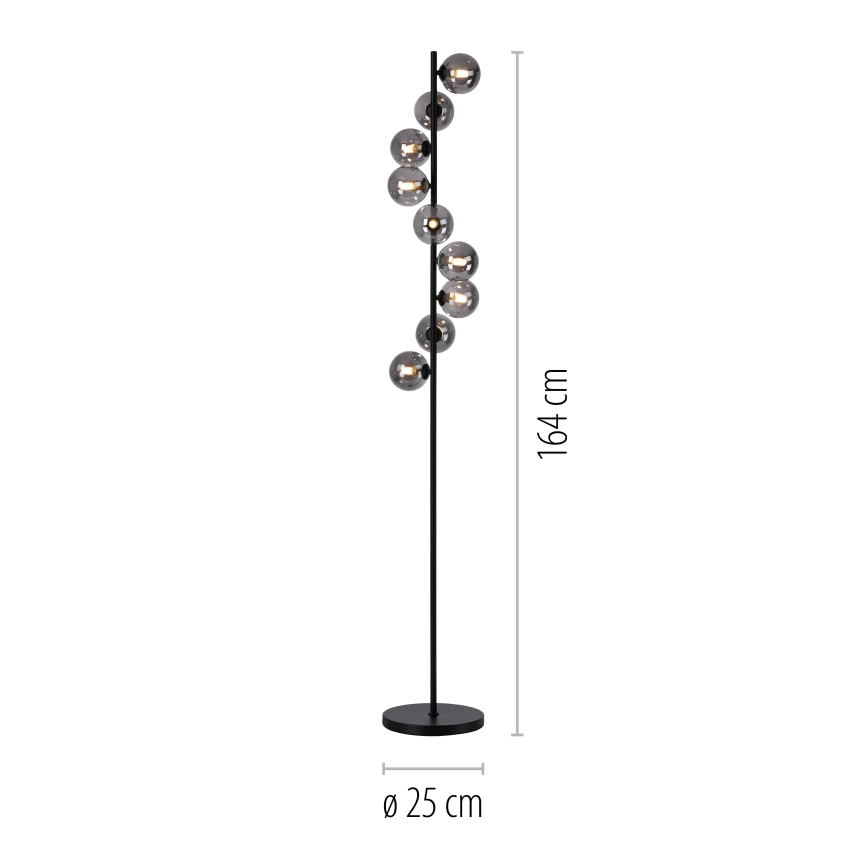 Шенер Вонен 14506-18 - LED підлогова лампа ДУБАЙ 9xG9/3W/230V чорна/димчаста