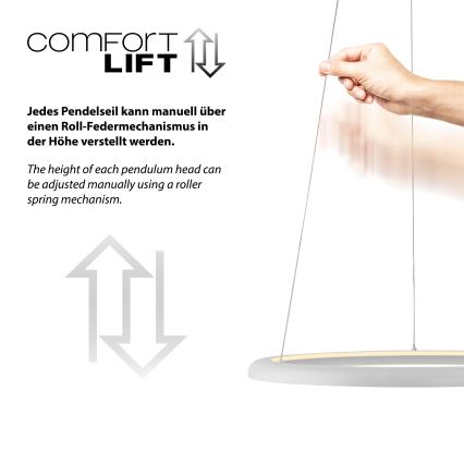 Schöner Wohnen 15570-16 - регульована світлодіодна люстра на тросі QUILLO LED/36W/230V, діаметром 60 см, біла