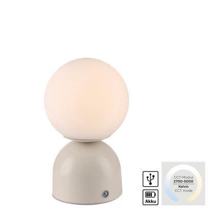 Schöner Wohnen 19218-39 - перезаряджувальна сенсорна настільна лампа RUDI LED/1,2W/5V 3000-6000K 1200 mAh із регулюванням яскравості, сіра