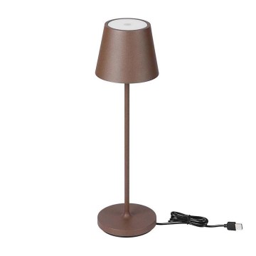 Сенсорна акумуляторна настільна LED лампа з регулюванням яскравості LED/2W/5V 4400 mAh IP54 коричнева