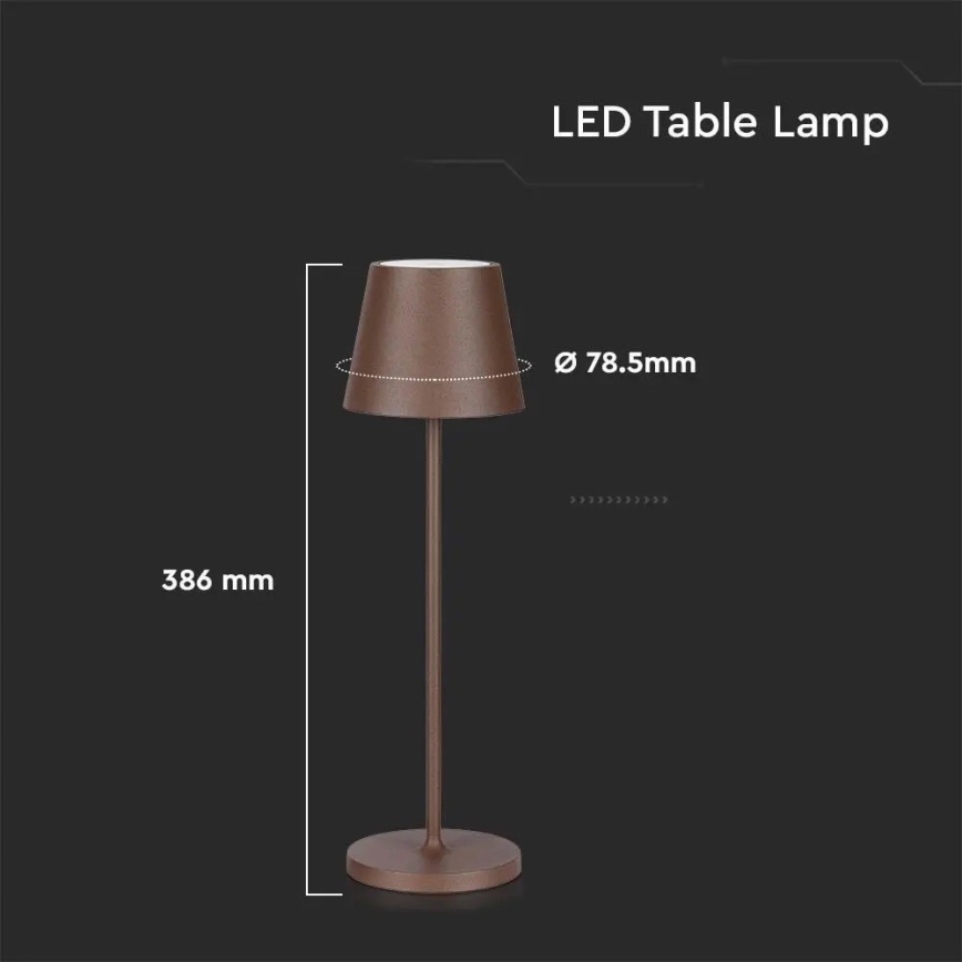 Сенсорна акумуляторна настільна LED лампа з регулюванням яскравості LED/2W/5V 4400 mAh IP54 коричнева