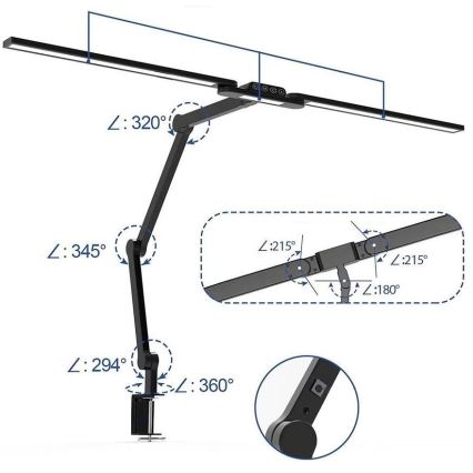 LED Сенсорна гнучка настільна лампа з регулюванням яскравості POINTIQ LED/24W/230V 3000-6500K CRI 92 чорний