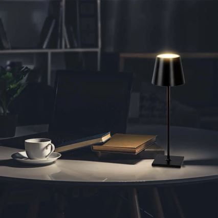 Сенсорна настільна LED лампа з регулюванням яскравості LED/3W/5V 4000 mAh 3000K чорний