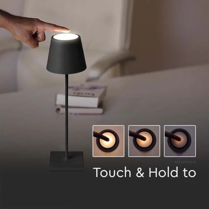 Сенсорна настільна LED лампа з регулюванням яскравості LED/3W/5V 4000 mAh 3000K чорний