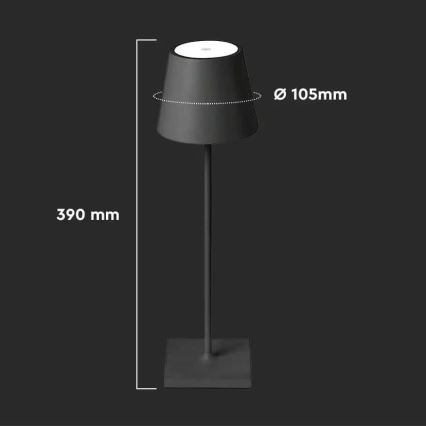 Сенсорна настільна LED лампа з регулюванням яскравості LED/3W/5V 4000 mAh 3000K чорний