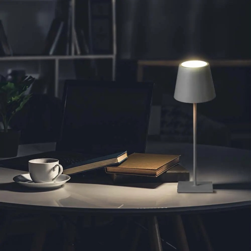 Сенсорна настільна LED лампа з регулюванням яскравості LED/3W/5V 4000 mAh 3000K срібний