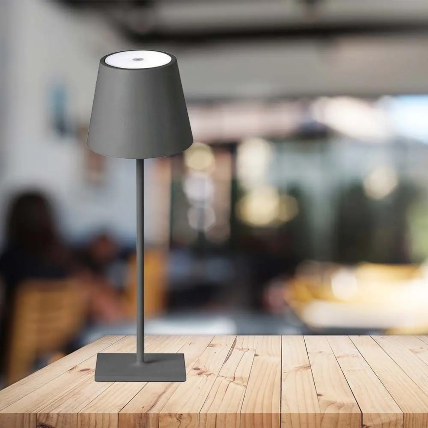 Сенсорна настільна LED лампа з регулюванням яскравості LED/3W/5V 4000 mAh 3000K срібний