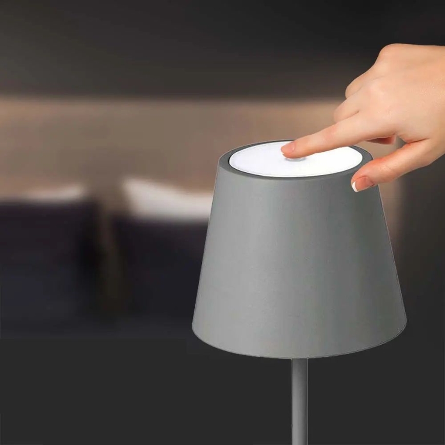 Сенсорна настільна LED лампа з регулюванням яскравості LED/3W/5V 4000 mAh 3000K срібний