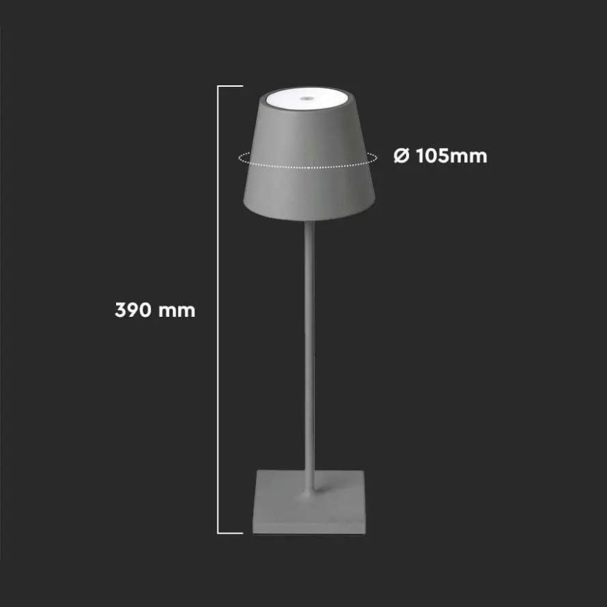 Сенсорна настільна LED лампа з регулюванням яскравості LED/3W/5V 4000 mAh 3000K срібний
