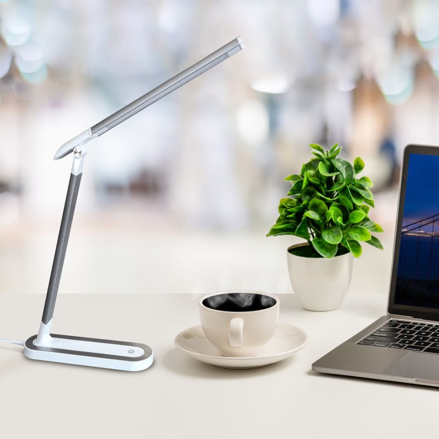 Сенсорна настільна LED лампа з регулюванням яскравості MADERA LED/7W/230V USB білий