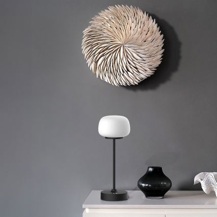 Сенсорна настільна LED лампа з регулюванням яскравості RIMINI LED/2W/5V USB 2000 mAh чорний/білий