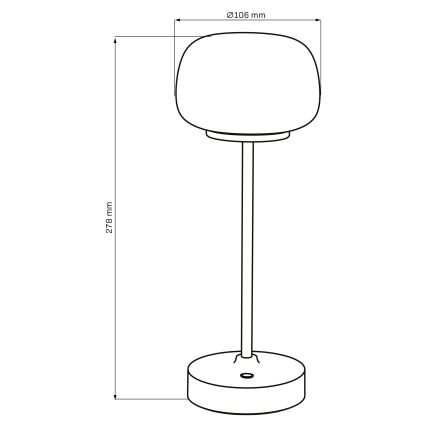Сенсорна настільна LED лампа з регулюванням яскравості RIMINI LED/2W/5V USB 2000 mAh чорний/білий