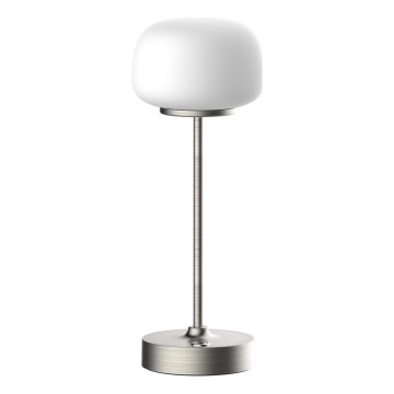 Сенсорна настільна LED лампа з регулюванням яскравості RIMINI LED/2W/5V USB 2000 mAh матовий хром/білий