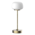 Сенсорна настільна LED лампа з регулюванням яскравості RIMINI LED/2W/5V USB 2000 mAh золотий/білий