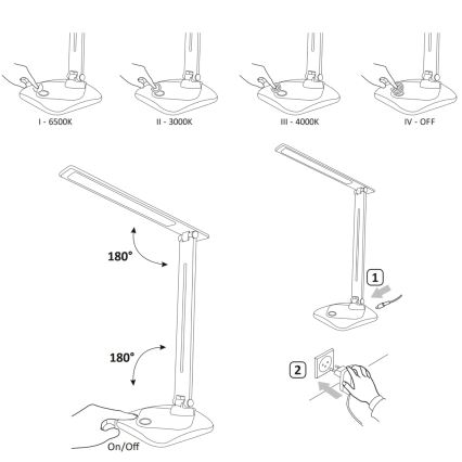 Сенсорна настільна LED лампа з регулюванням яскравості TOLEDO LED/8W/230V 3000-6500K