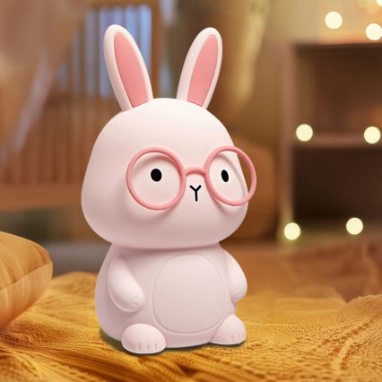 Светодиодная RGBW сенсорная детская лампа с регулировкой яркости FLORKA LED/1W/5V USB 1200 мАч зайчик розовая