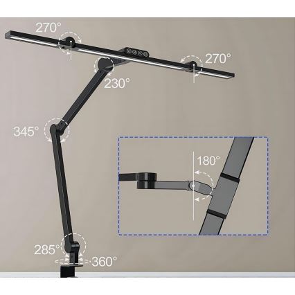 Светодиодная регулируемая сенсорная гибкая настольная лампа LED/24W/230V 3000-6500K CRI 92 черная