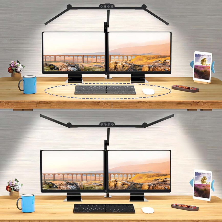 Светодиодная регулируемая сенсорная гибкая настольная лампа LED/24W/230V 3000-6500K CRI 92 черная