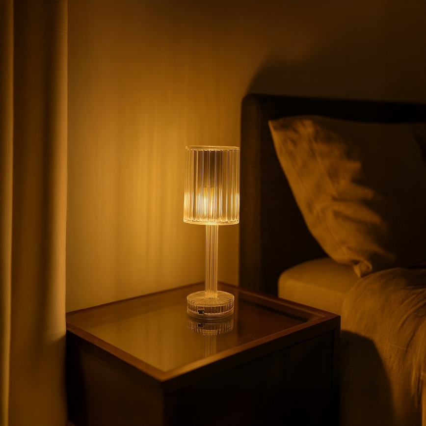 Сенсорная перезаряжаемая светодиодная настольная лампа SIMPLE LED/1W/5V 2400 mAh 3000-6000K прозрачная