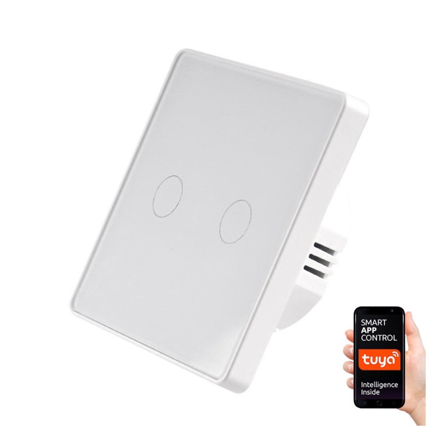 Сенсорний вимикач двополюсний SMART 2x800W/230V білий Wi-Fi Tuya