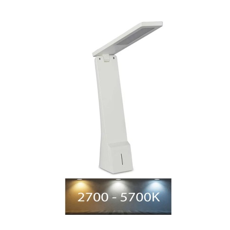Сенсорна акумуляторна настільна LED лампа з регулюванням яскравості USB LED/4W/5V 1200 mAh 2700K-5700K білий/срібний