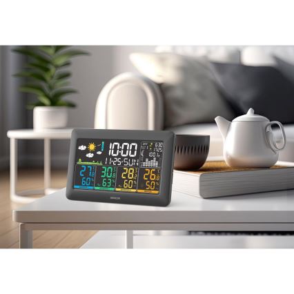 Сенкор - метеостанція з кольоровим РК-дисплеєм + 3 датчика 3хАА + 6хАА чорна