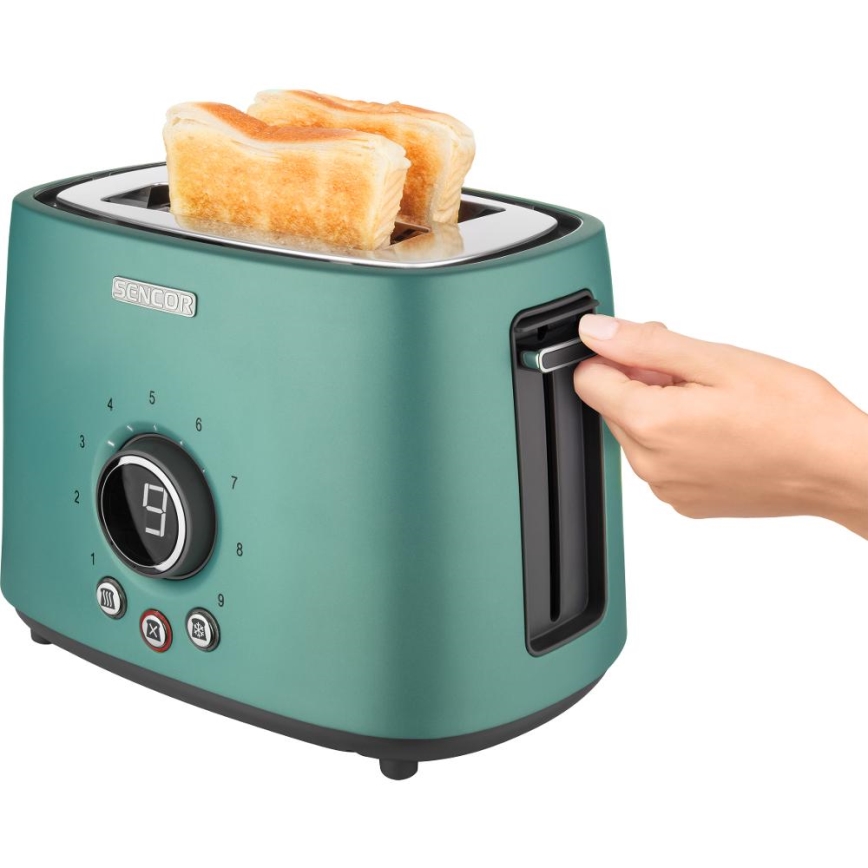 Сенкор - Тостер з двома прорізами та підставкою для підігріву булочок 1000W/230V м'ятний