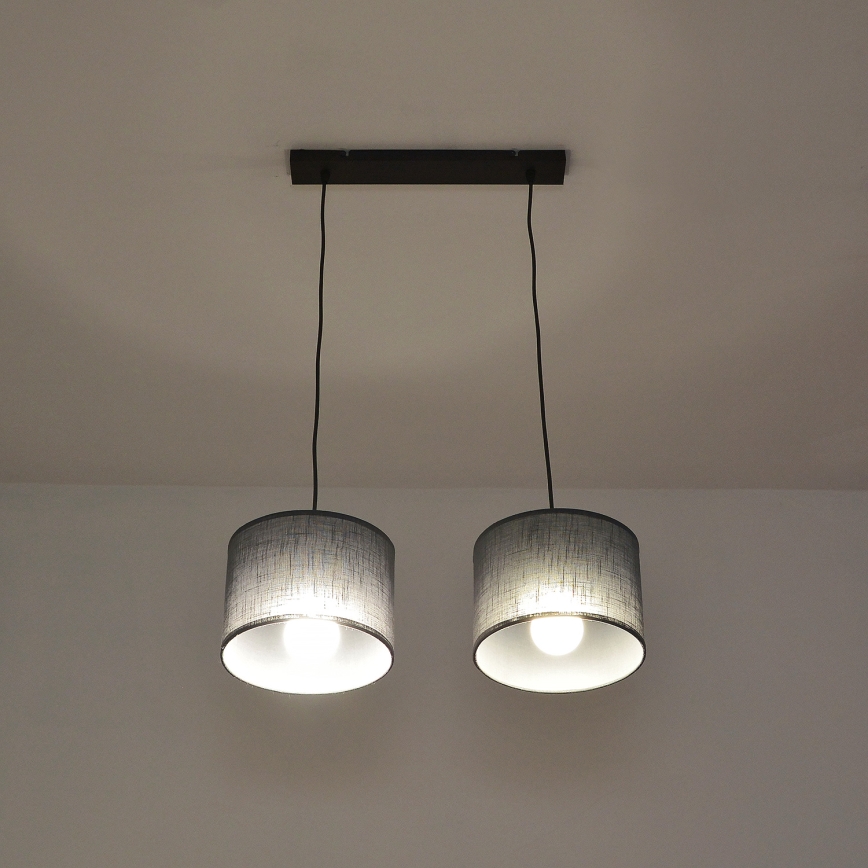 Серая люстра на тросе ALBA 2xE27/15W/230V