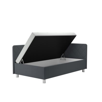 Обитая кушетка с местом для хранения и матрасом EMILE 110x200 см, серая