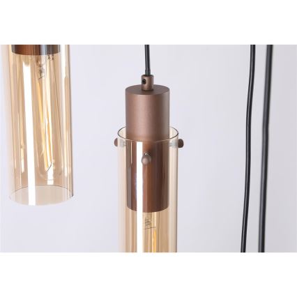 Searchlight - Люстра на тросі SWEDEN 8xE27/60W/230V коричнева/димчаста