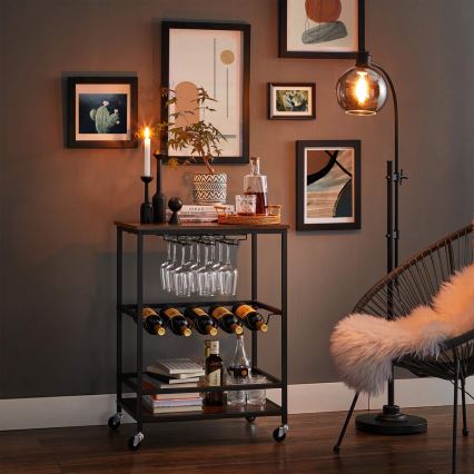 Сервировочный столик для бутылок и бокалов MARGE коричневый/чёрный