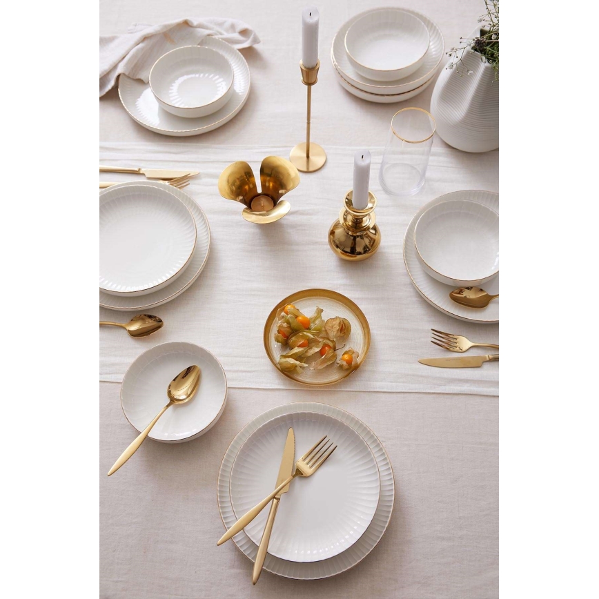 Сервіз столовий, 18 предметів, білий/золотий, фарфор