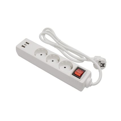 Сетевой удлинитель с выключателем 3Z+2xUSB-A+1xUSB-C 1,5m SCHUKO белый