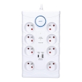 Сетевой удлинитель с выключателем и защитой от перенапряжения 8Z Тип E + 1xUSB-A + 1xUSB-C 2 м белый