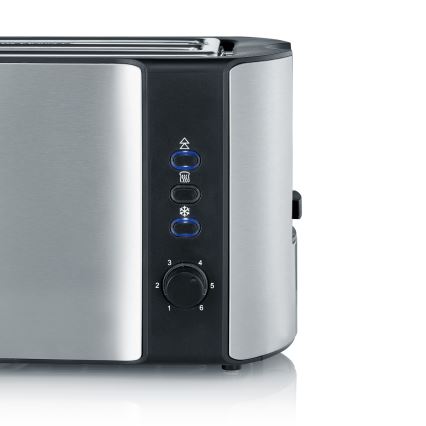 Severin AT 2590 - Тостер з чотирма прорізами, 1400 Вт/230 В, нержавіюча сталь/чорний